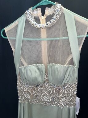 Beaded Sage Green Evening Gown